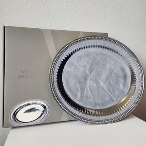 Wilton Armetale Flutes & Pearls Large Oval‎ Tray 18 x 15.5 Inches New In Box
